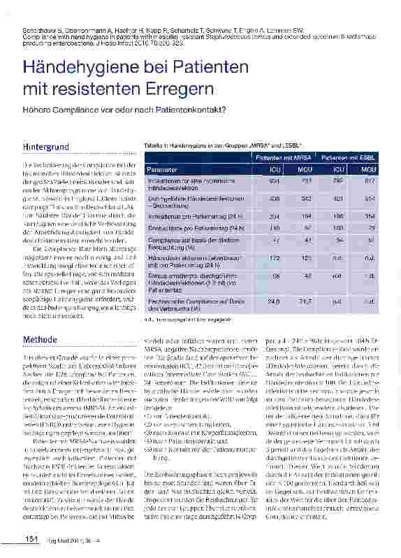 Vorschauseite 1: Händehygiene bei Patienten mit resistenten Erregern