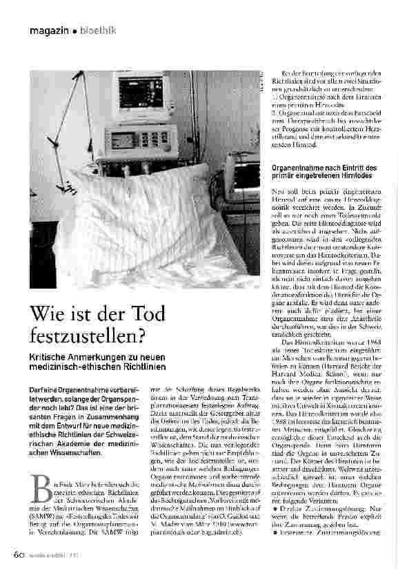 Vorschauseite 1: Wie ist der Tod festzustellen?