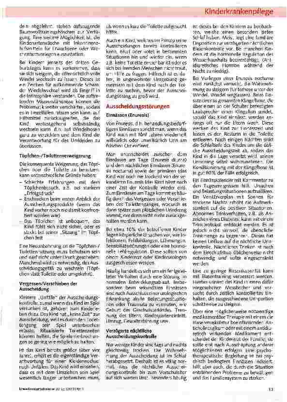 Vorschauseite 6: Sauberkeitsentwicklung undAusscheidungsverhaltenals Thema für die Kinderkrankenpflege