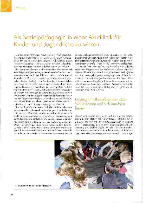 Vorschauseite 1: Als Sozialpädagogin in einer Akutklinik für Kinder und Jugendliche zu wirken. ..