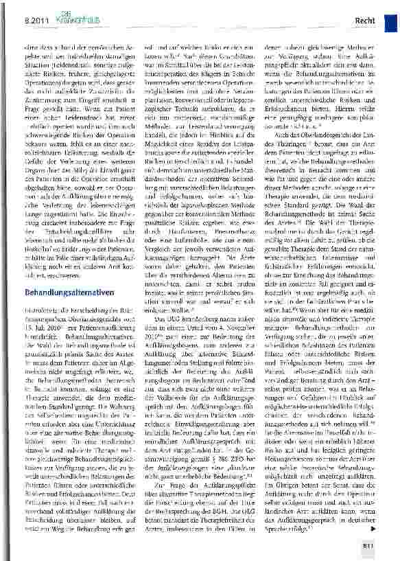 Vorschauseite 2: Patientenaufklärung im Spiegel der Rechtsprechung des Jahres 2010