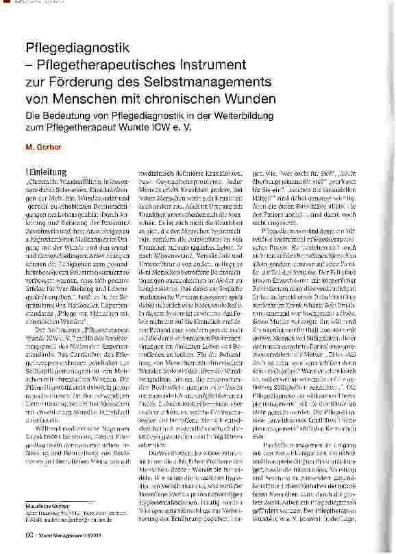 Vorschauseite 1: Pflegediagnostik - Pflegetherapeutisches Instrument zur Förderung des Selbstmanagements von Menschen mit chronischen Wunden