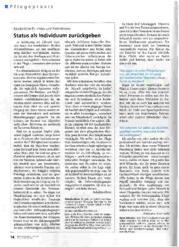 Vorschauseite 3: Kultursensible Pflege verlangt flexible Lösungen