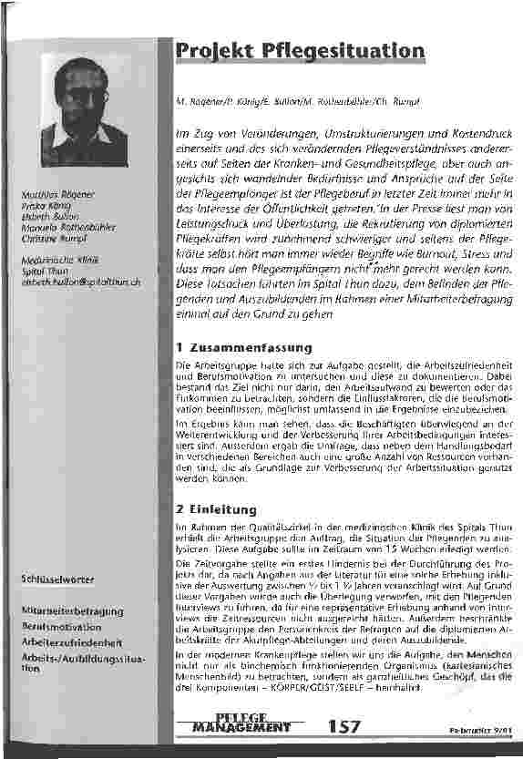 Vorschauseite 1: Projekt Pflegesituation