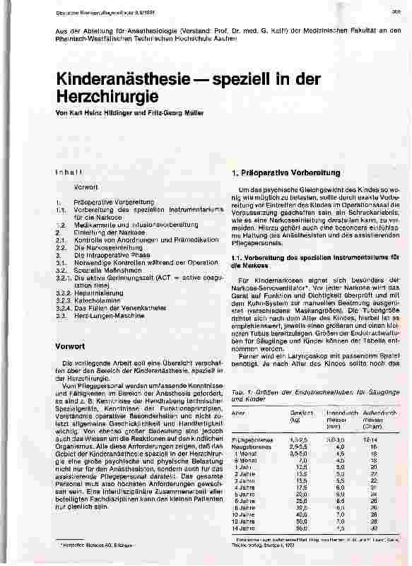 Vorschauseite 1: Kinderanästhesie - speziell in der Herzchirurgie
