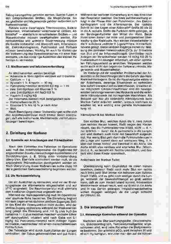 Vorschauseite 2: Kinderanästhesie - speziell in der Herzchirurgie