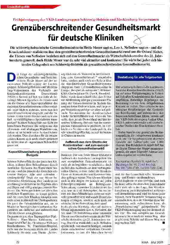 Vorschauseite 1: Grenzüberschreitender Gesundheitsmarkt für deutsche Kliniken