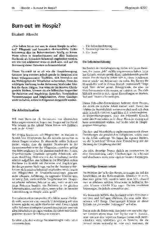 Vorschauseite 1: Burn-out im Hospiz?
