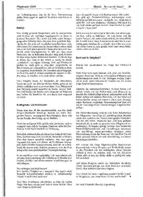 Vorschauseite 4: Burn-out im Hospiz?