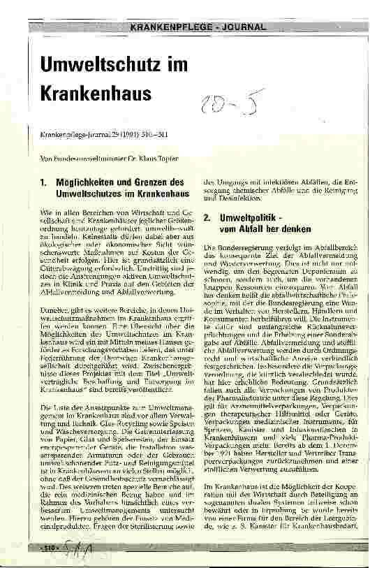 Vorschauseite 1: Umweltschutz im Krankenhaus