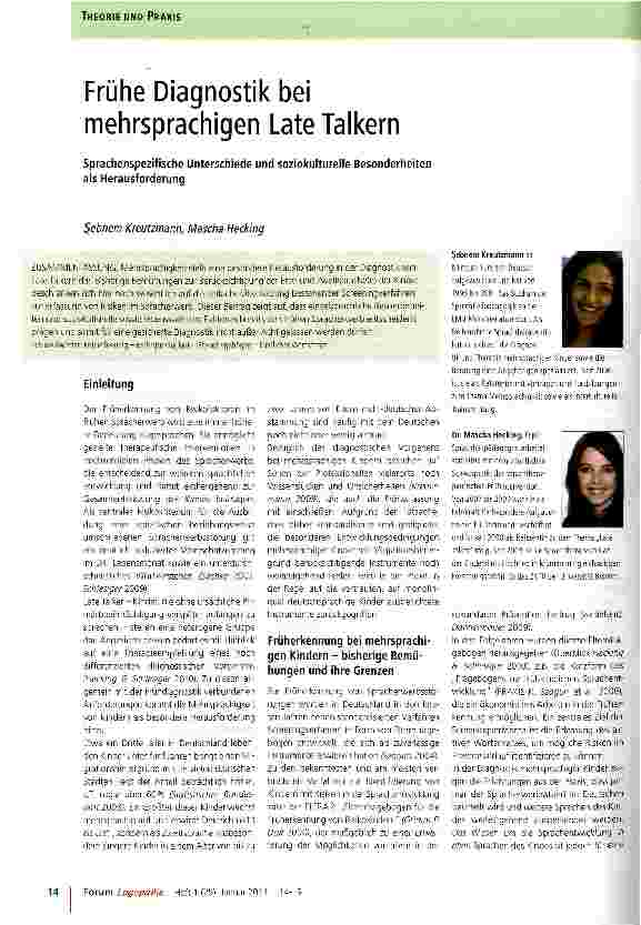 Vorschauseite 1: Frühe Diagnostik bei mehrsprachigen Late Talkern