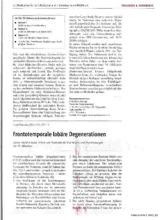 Vorschauseite 2: Bildgebung bei Demenzen: Was ist Standard was ist heute möglich?