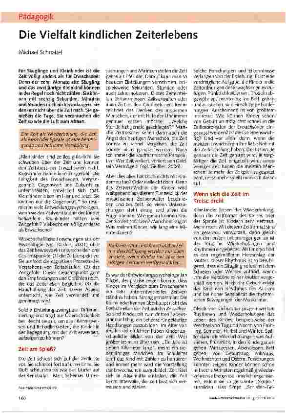 Vorschauseite 1: Die Vielfalt kindlichen Zeiterlebens