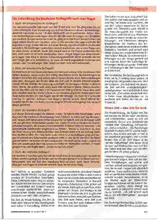 Vorschauseite 2: Die Vielfalt kindlichen Zeiterlebens