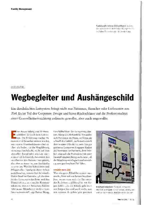 Vorschauseite 1: Wegbegleiter und Aushängeschild