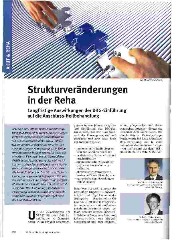 Vorschauseite 1: Strukturveränderungen in der Reha