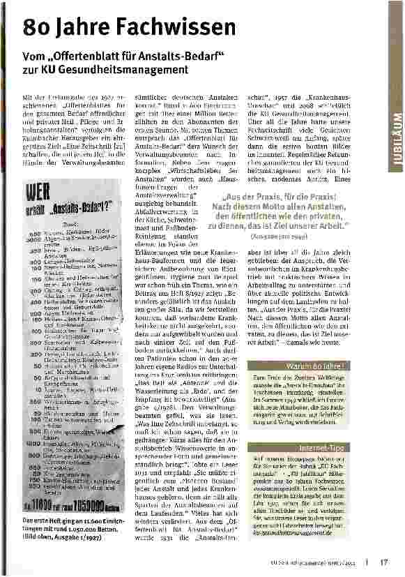 Vorschauseite 1: 80 Jahre Fachwissen
