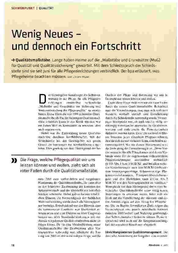 Vorschauseite 1: Wenig Neues - und dennoch ein Fortschritt