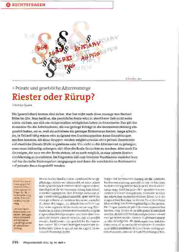 Vorschauseite 1: Riester oder Rürup?