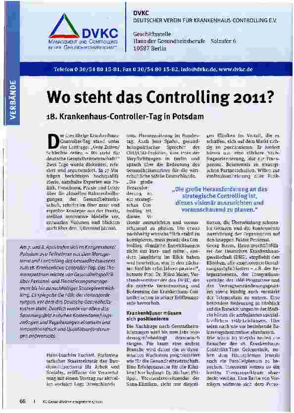 Vorschauseite 1: Wo steht das Controlling 2011?
