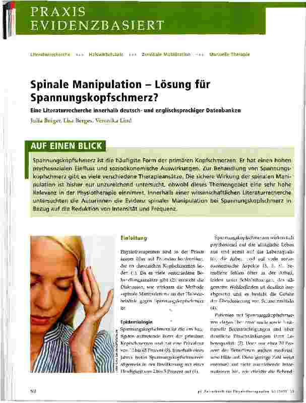 Vorschauseite 1: Spinale Manipulation - Lösung für Spannungskopfschmerz?