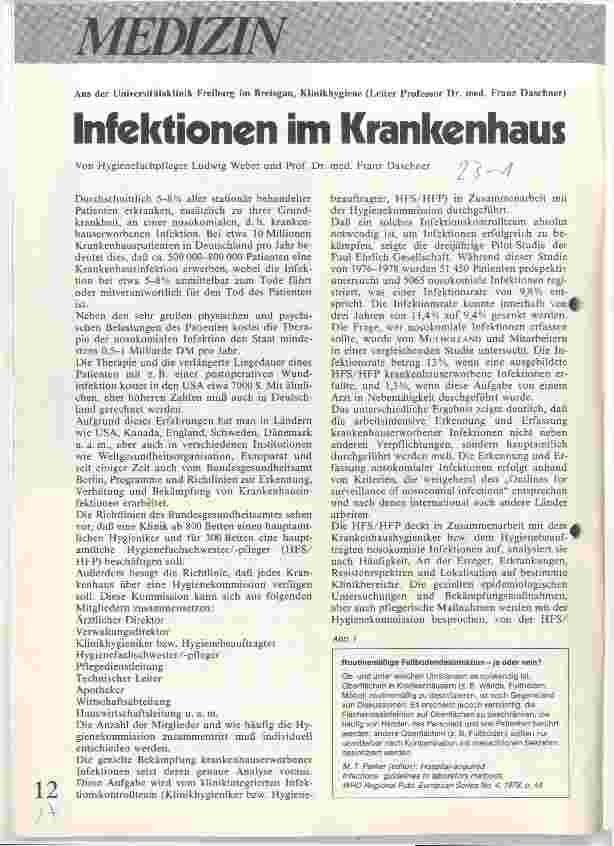 Vorschauseite 1: Infektionen im Krankenhaus