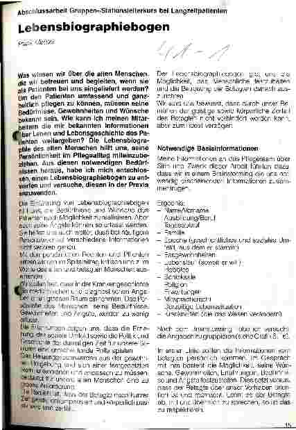 Vorschauseite 1: Lebensbiographiebogen