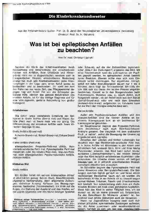 Vorschauseite 1: Was ist bei epileptischen Anfällen zu beachten?