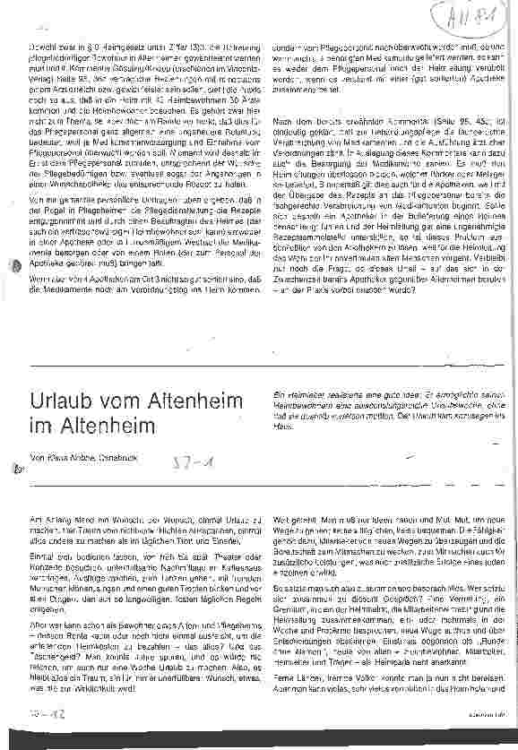 Vorschauseite 1: Urlaub vom Altenheim im Altenheim