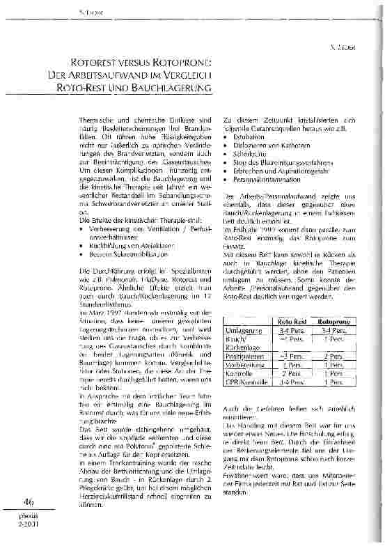 Vorschauseite 1: Rotorest versus Rotoprone: Der Arbeitsaufwand im Vergleich Roto-Rest und Bauchlagerung