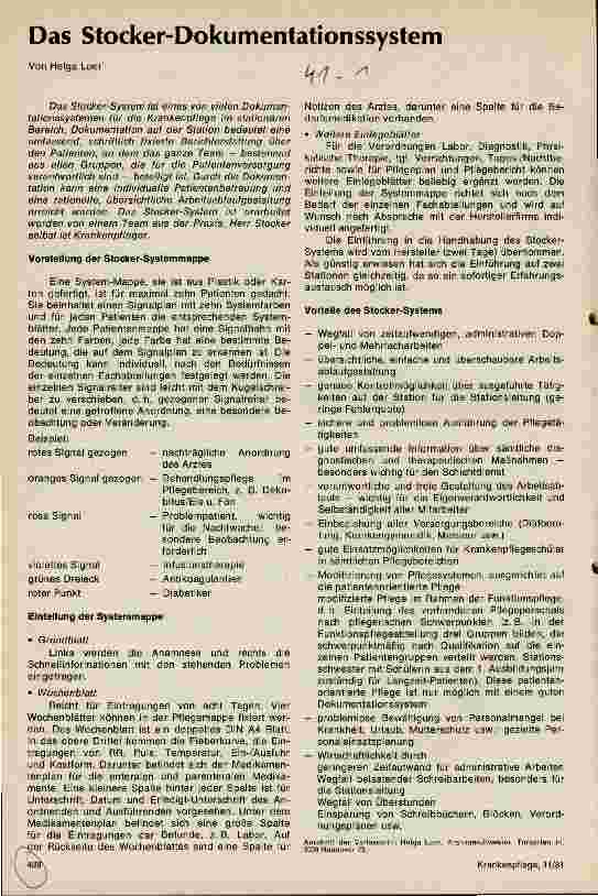 Vorschauseite 1: Das Stocker-Dokumentationssystem
