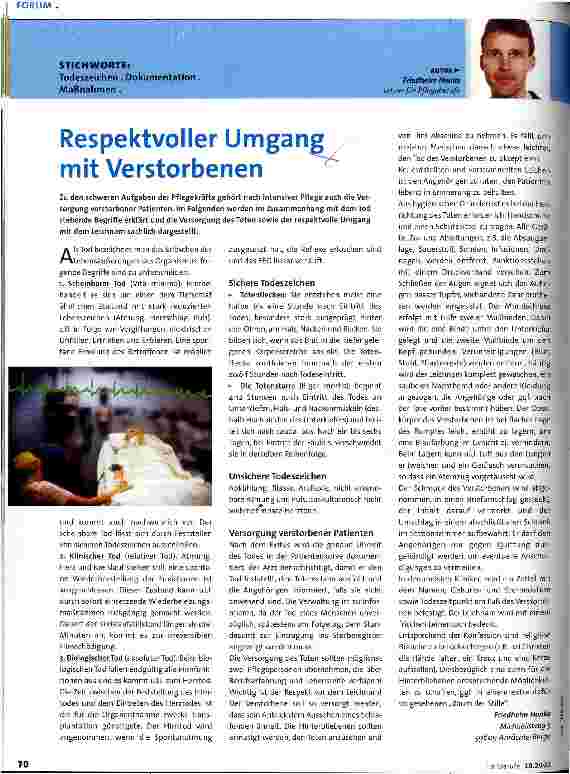 Vorschauseite 1: Respektvoller Umgang mit Verstorbenen