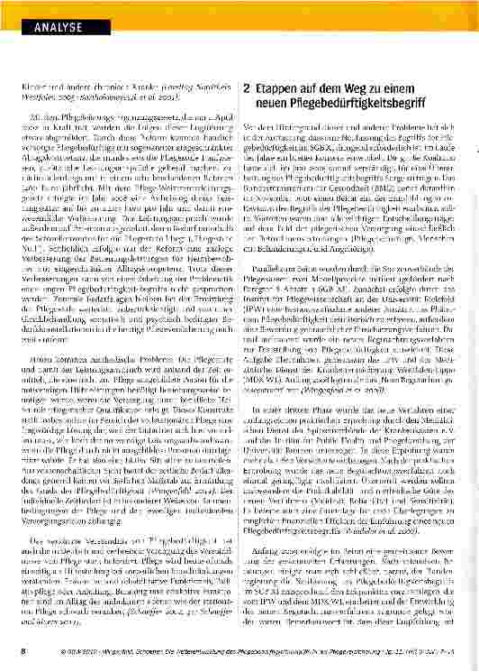 Vorschauseite 2: Die Weiterentwicklung des Pflegebedürftigkeitsbegriffs und des Begutachtungsverfahrens in der Pflegeversicherung