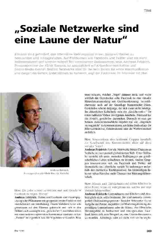 Vorschauseite 1: „Soziale Netzwerke sind eine Laune der Natur