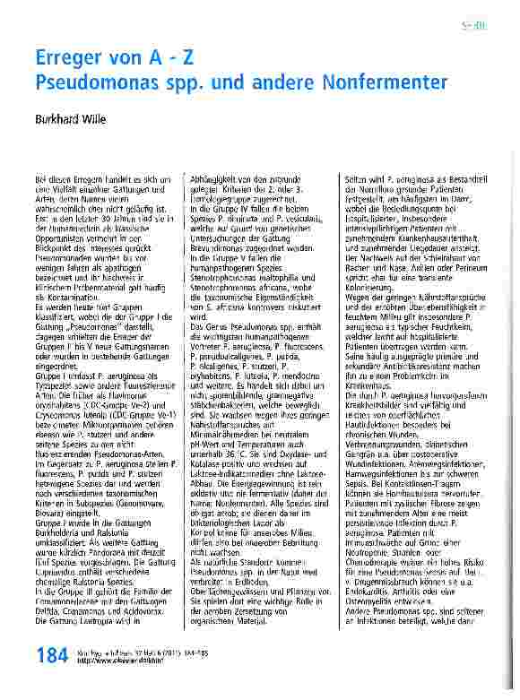 Vorschauseite 1: Erreger von A - ZPseudomonas spp. und andere Nonfermenter