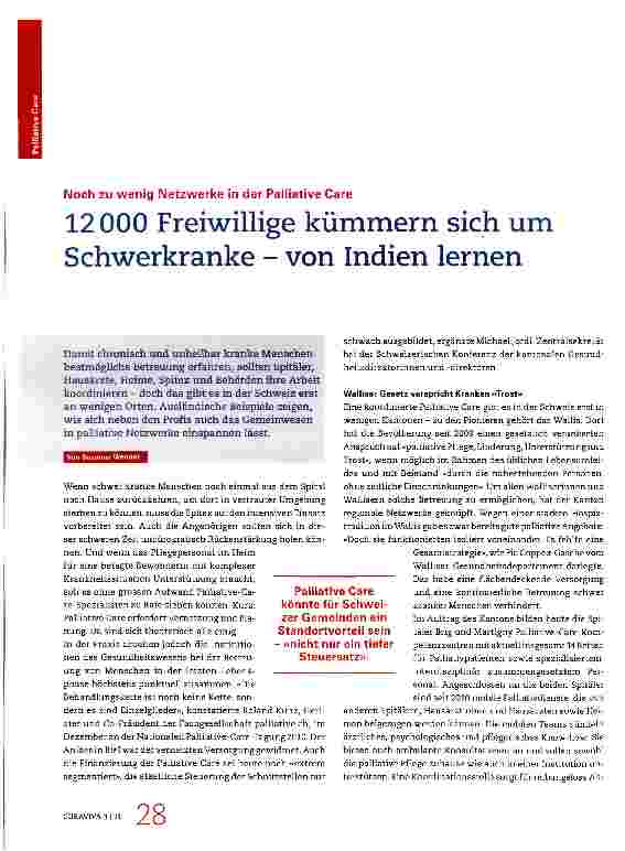Vorschauseite 1: 12 000 Freiwillige kümmern sich um Schwerkranke - von Indien lernen