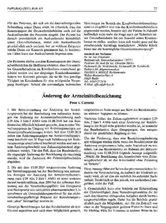 Vorschauseite 1: Änderung der Arzneimittelbezeichnung