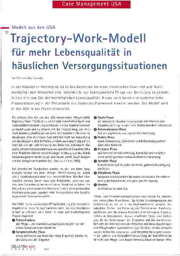 Vorschauseite 1: Trajectory-Work-Modell für mehr Lebensqualität in häuslichen Versorgungssituationen