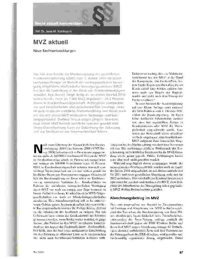 Vorschauseite 1: MVZ aktuell