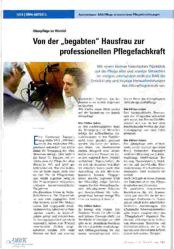 Vorschauseite 1: Von der „begabten Hausfrau zur professionellen Pflegefachkraft