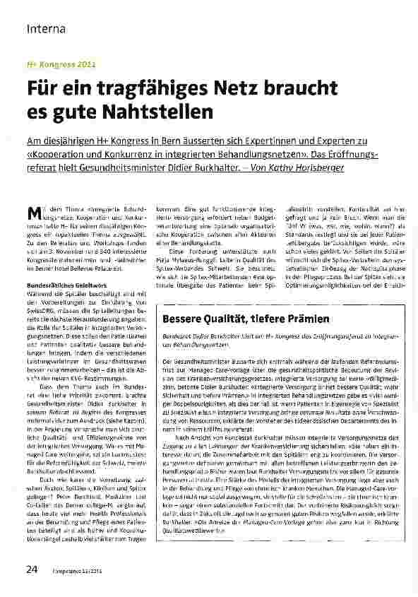 Vorschauseite 1: Für ein tragfähiges Netz braucht es gute Nahtstellen