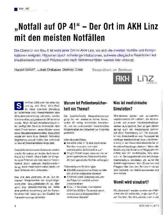 Vorschauseite 1: „Notfall auf OP 4! - Der Ort im AKH Linz mit den meisten Notfällen