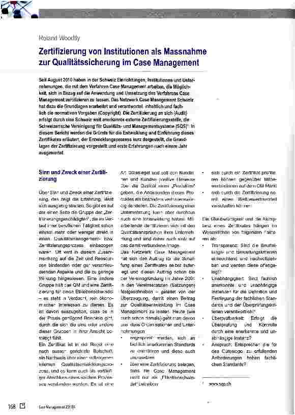 Vorschauseite 1: Zertifizierung von Institutionen als Massnahme zur Qualitätssicherung im Gase Management