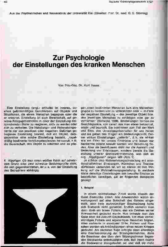 Vorschauseite 1: Zur Psychologie der Einstellungen des kranken Menschen