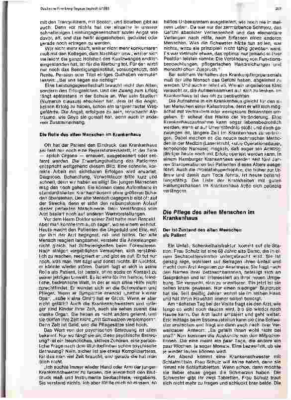 Vorschauseite 2: Die besondere Situation des alten Menschen im Krankenhaus
