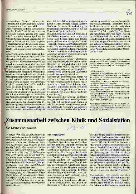 Vorschauseite 1: Zusammenarbeit zwischen Klinik und Sozialsation