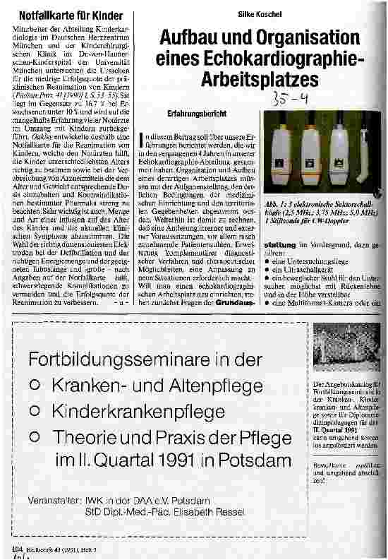 Vorschauseite 1: Aufbau und Organisation eines Echokardiographie-Arbeitsplatzes