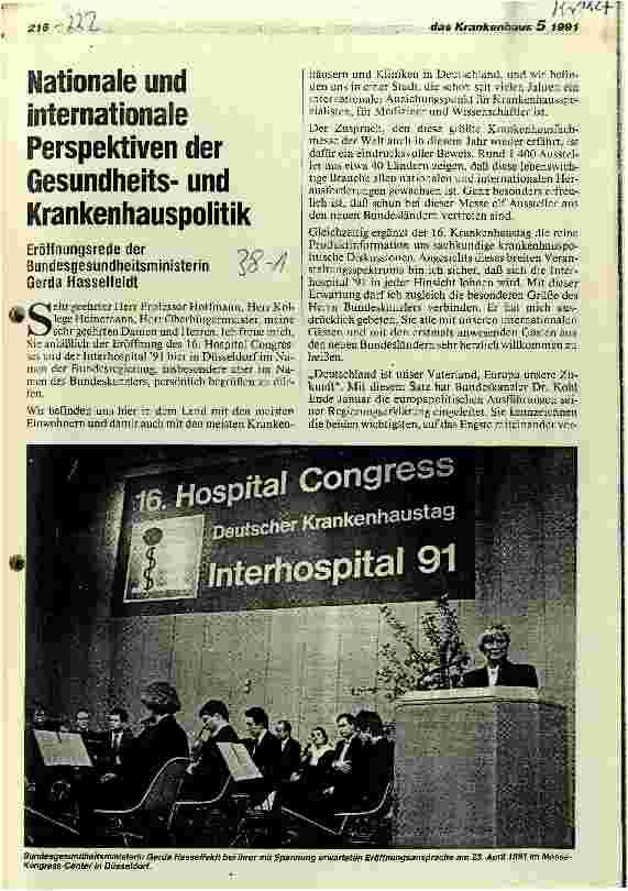 Vorschauseite 1: Nationale und internationale Perspektiven der Gesundheitsund Krankenhauspolitik - Eröffnungsrede