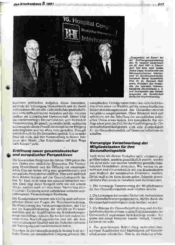 Vorschauseite 2: Nationale und internationale Perspektiven der Gesundheitsund Krankenhauspolitik - Eröffnungsrede