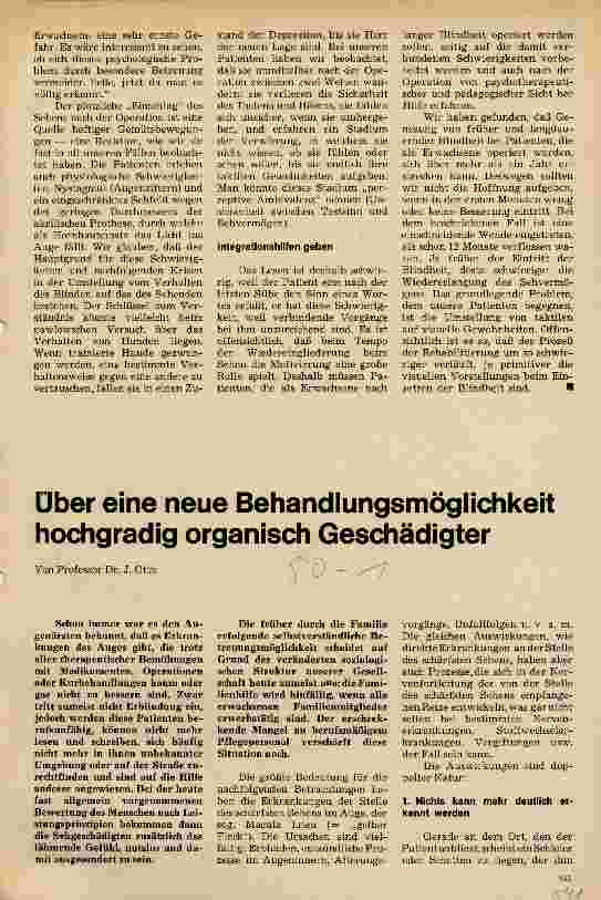 Vorschauseite 1: Über eine neue Behandlungsmöglichkeit hochgradig organisch Geschädigter